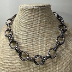 Liz Claiborne Vintage-Style Gunmetal Chain Link Necklace With Toggle Clasp